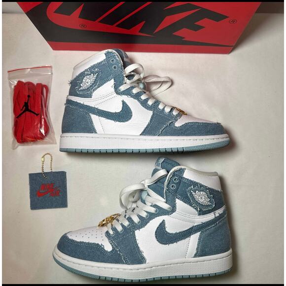Size 7 Wmns Air Jordan 1 Retro High OG Denim Women's Shoes Ships Now - Picture 2 of 10